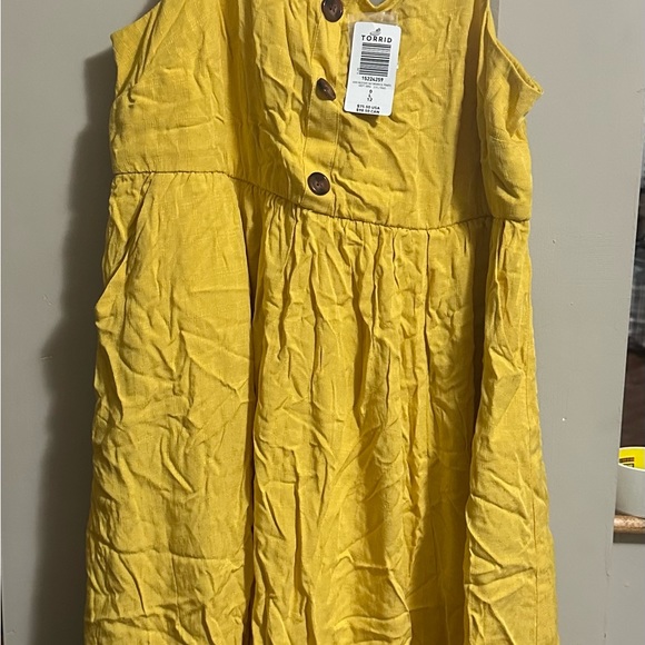 Torrid CROSS HATCH PINAFORE MIDI DRESS - MUSTARD Size 0/Large - Picture 4 of 5